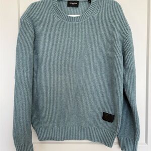 The Kooples Men's Dusty Blue Ribbed Crewneck Sweater